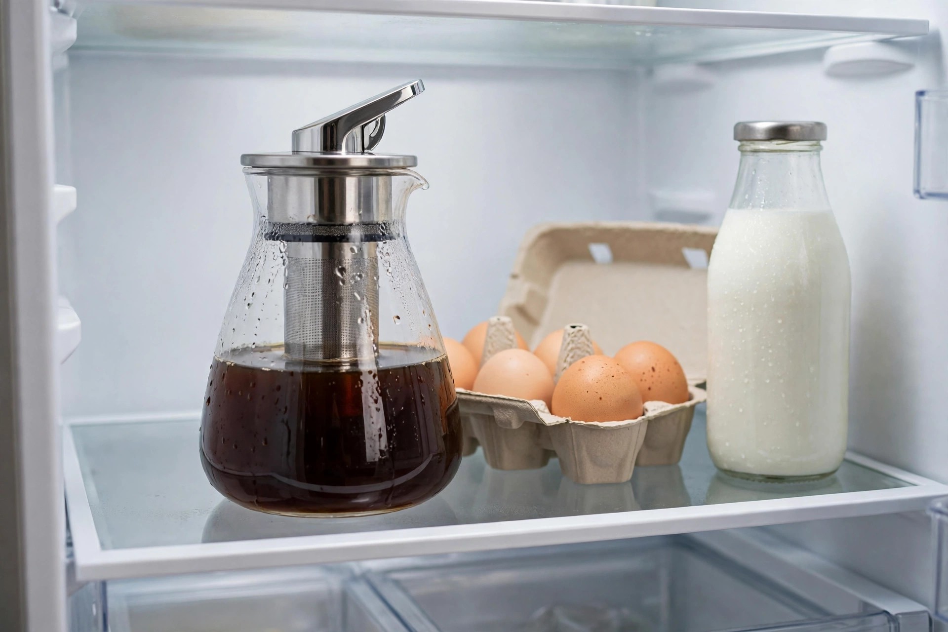 Glass cold brew jar with a steel filter and sealing cap