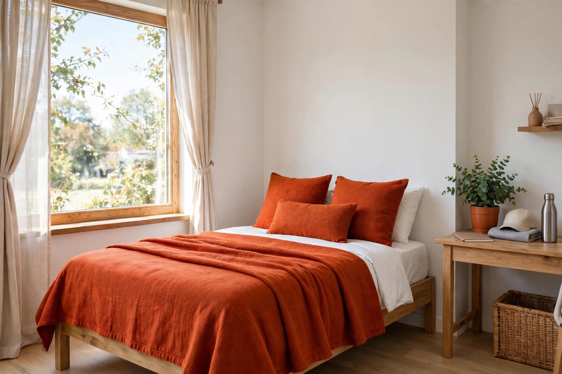 Teen bedroom styled in a strong personal theme with posters and bedding the teen picked