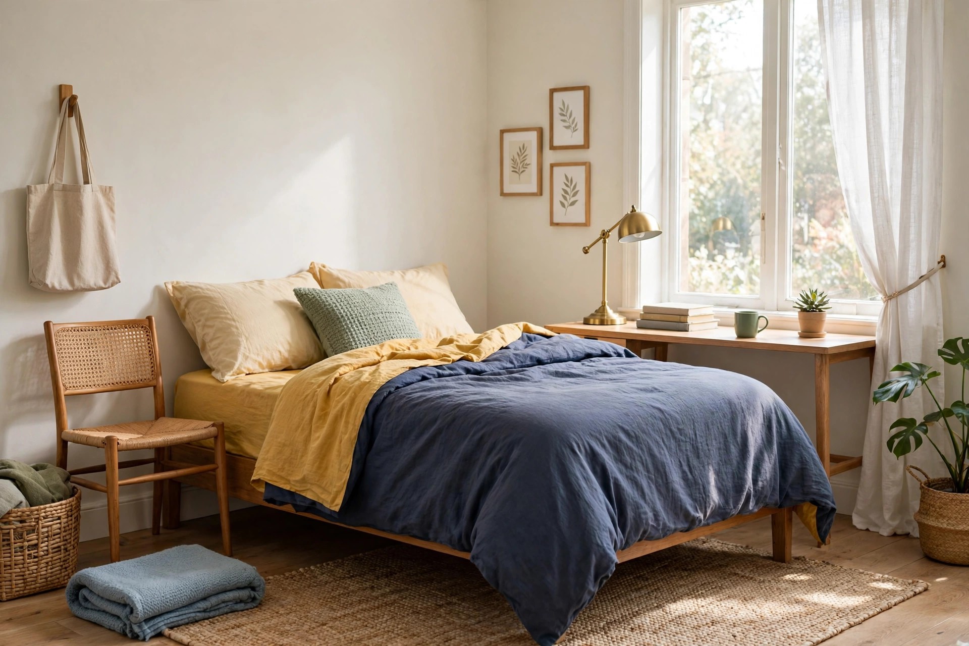 Armchair and lamp swapped from another room and placed in a teen bedroom